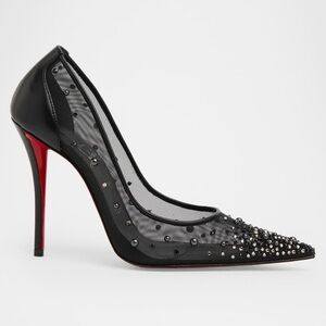 NWOB Christian Louboutin 100mm Miss Z Mesh Degrastrass Pumps Heels in Black